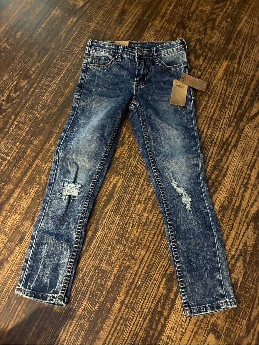 Silver Jeans Girls Skinny Ripped Indigo Wash